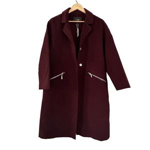 Maje Double-Face  Wool Coat Burgundy Size 36